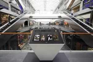 Touch screen panel in shopping centre environment