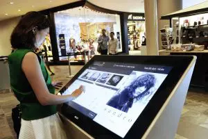 Touch screen panel in shopping centre environment