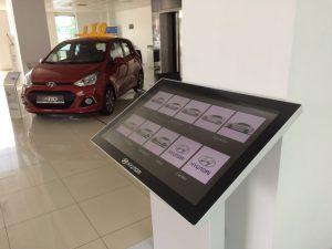 Touch screen technology used in Hyundai car showroom