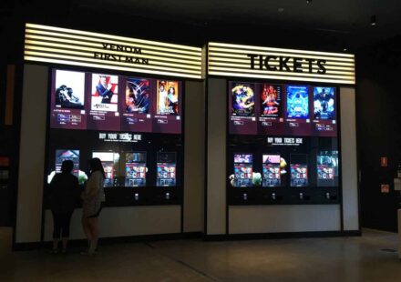 A Zytronic multi touch cinema wall and ticket dispenser